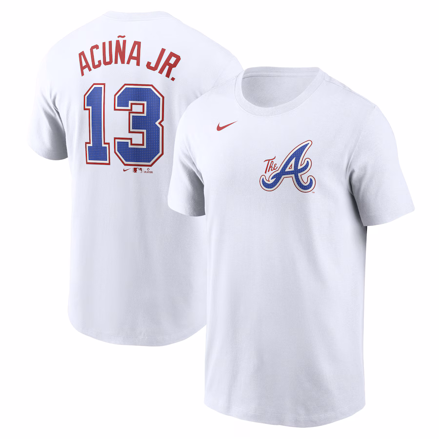 Men's Atlanta Braves Ronald Acuña Jr. Nike White City Connect Fuse Name & Number T-Shirt - Jersey