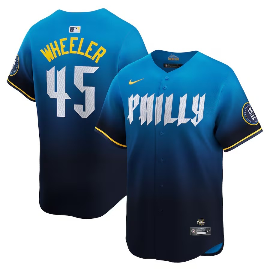 Men's Philadelphia Phillies Zack Wheeler Nike Blue 2024 City Connect Limited Player Jersey - Jersey