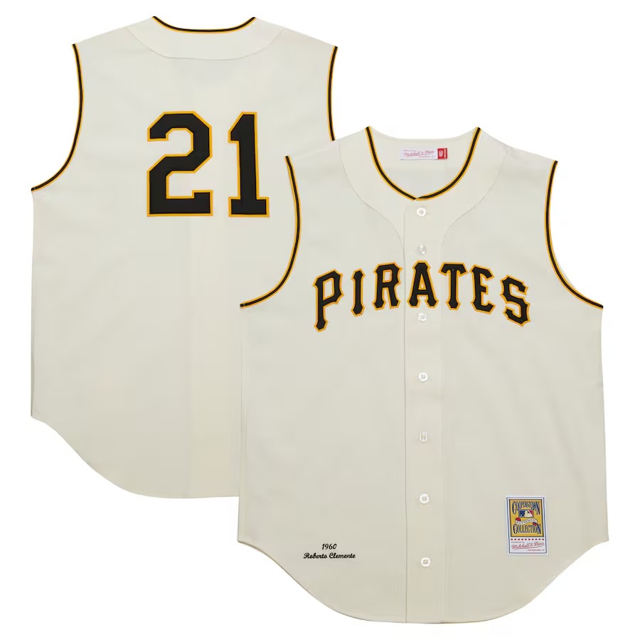 Men's Pittsburgh Pirates Roberto Clemente Mitchell & Ness Cream Cooperstown Collection 1960 Authentic Jersey - Jersey