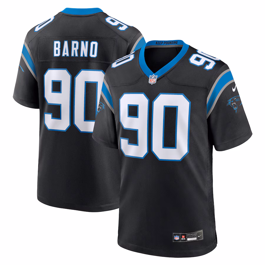Men's Carolina Panthers Amare Barno Nike Black Team Game Jersey - Jersey