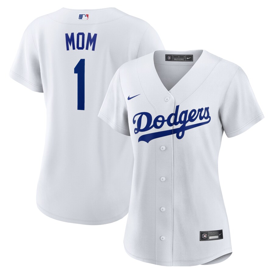 Women's Los Angeles Dodgers Nike White #1 Mom Home Replica Jersey - Jersey
