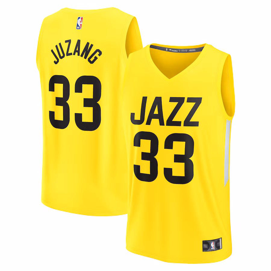Men's Utah Jazz Johnny Juzang Fanatics Yellow Fast Break Replica Player Jersey - Icon Edition - Jersey