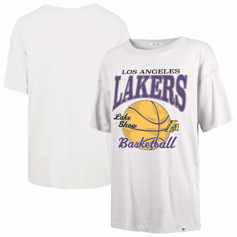 Women's Los Angeles Lakers  '47 White City Edition Down Court Sadie T-Shirt - Jersey