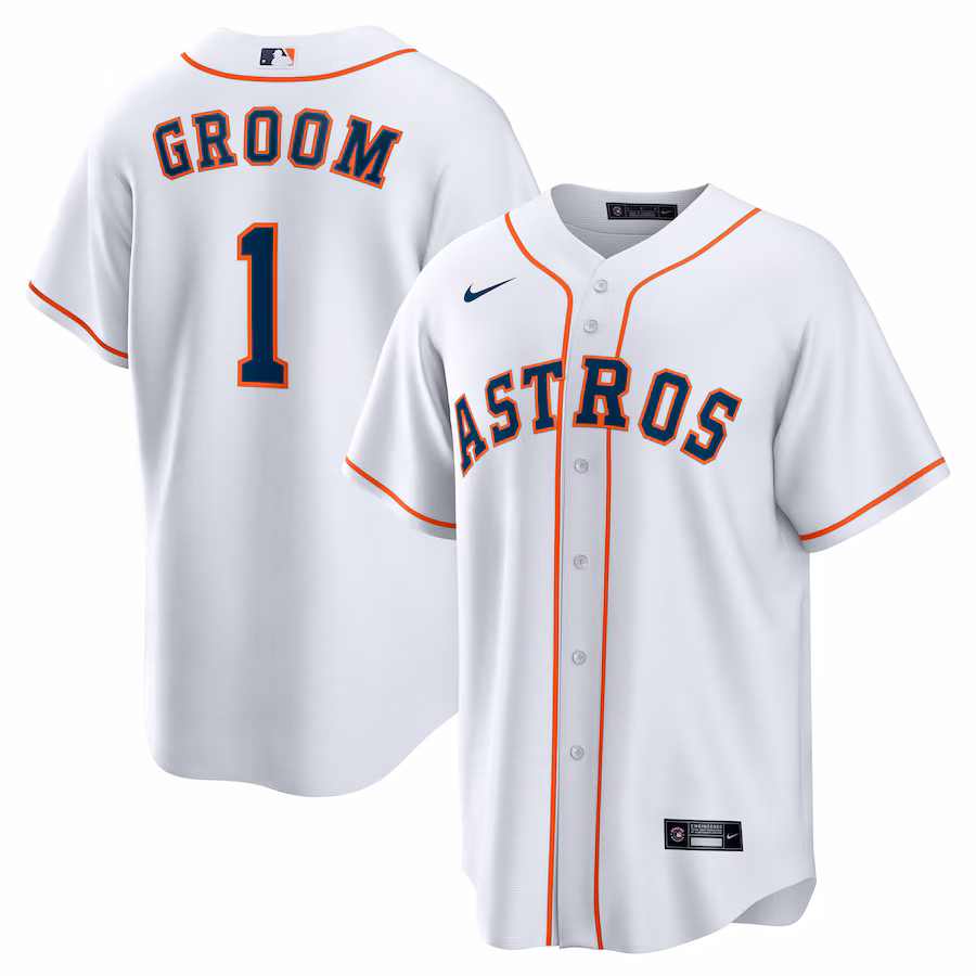 Men's Houston Astros Nike White #1 Groom Home Replica Jersey - Jersey