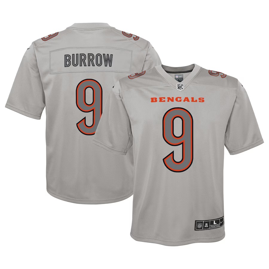 Youth Cincinnati Bengals Joe Burrow Nike Gray Atmosphere Game Jersey - Jersey