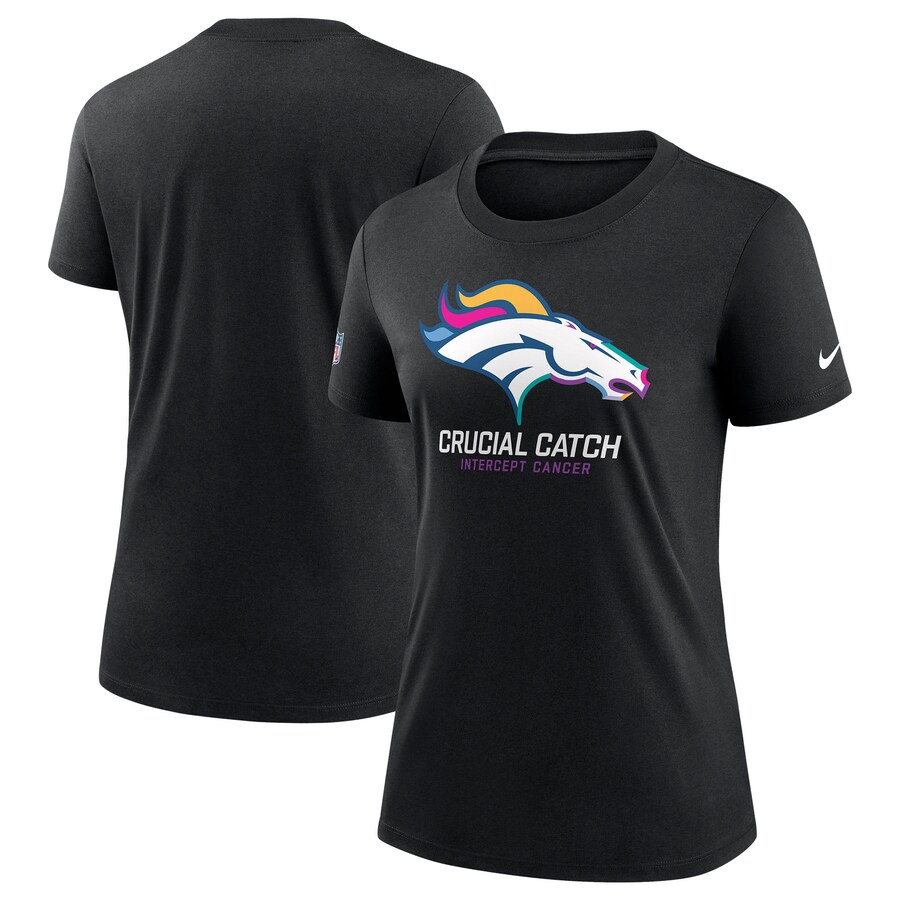 Women's Denver Broncos  Nike Black 2024 NFL Crucial Catch Tri-Blend T-Shirt - Jersey