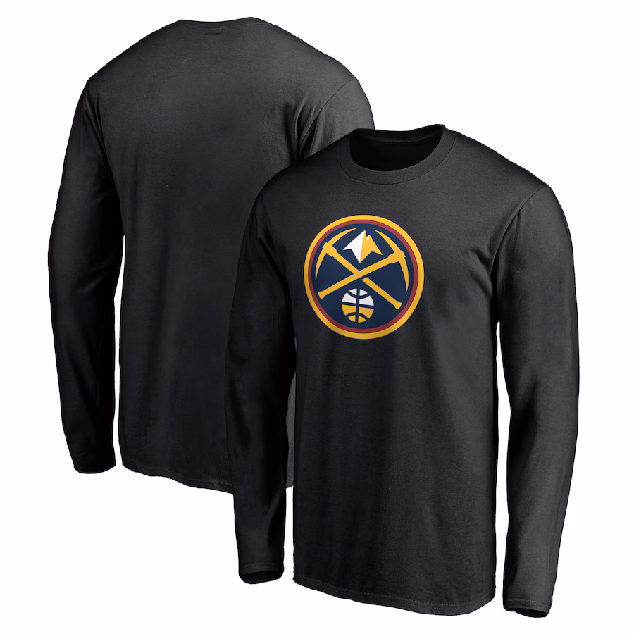 Men's Denver Nuggets Black Primary Team Logo Long Sleeve T-Shirt - Jersey