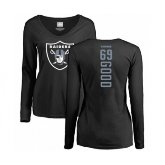 Football Women's Oakland Raiders #69 Denzelle Good Black Backer Long Sleeve T-Shirt - Jersey