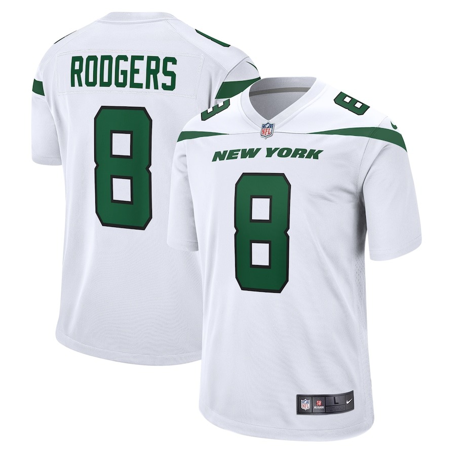 Men's New York Jets Aaron Rodgers Nike White Game Jersey - Jersey