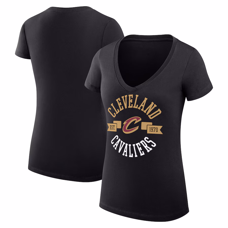 Women's Cleveland Cavaliers G-III 4Her by Carl Banks Black Large City Logo Fitted V-Neck T-Shirt - Jersey