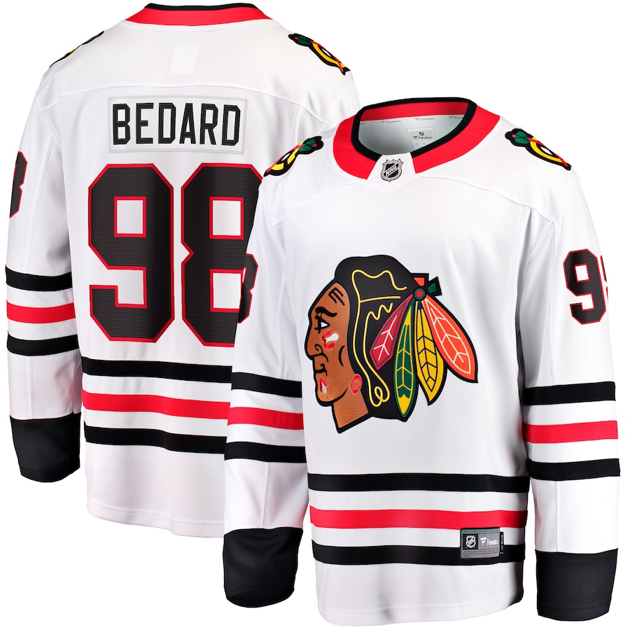 Men's Chicago Blackhawks Connor Bedard Fanatics White Away Breakaway Player Jersey - Jersey