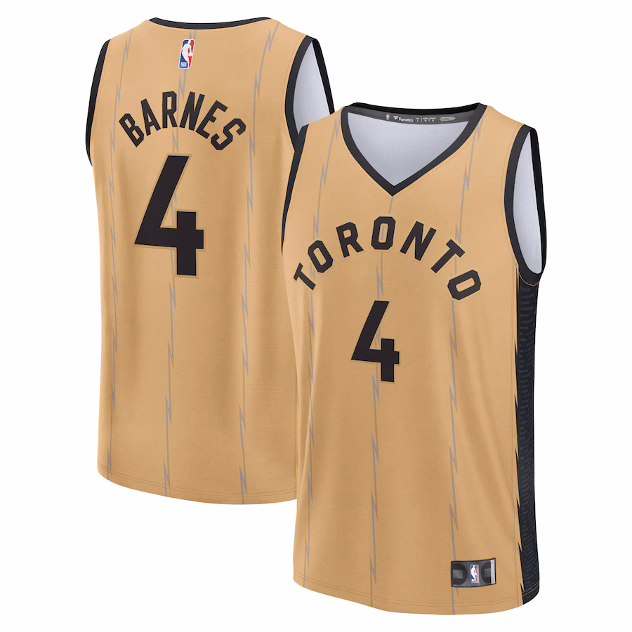 Men's Toronto Raptors Scottie Barnes Fanatics Gold Fast Break Jersey - City Edition - Jersey