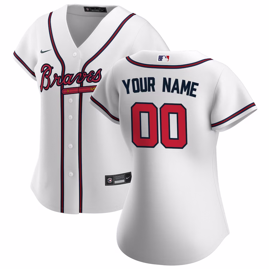 Women's Atlanta Braves Nike White Home Replica Custom Jersey - Jersey