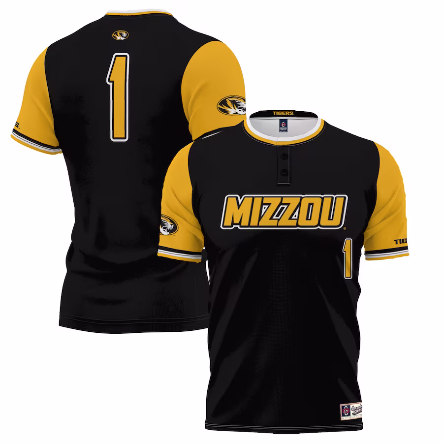 #1 Missouri Tigers GameDay Greats Unisex Lightweight Softball Jersey - Black - Jersey