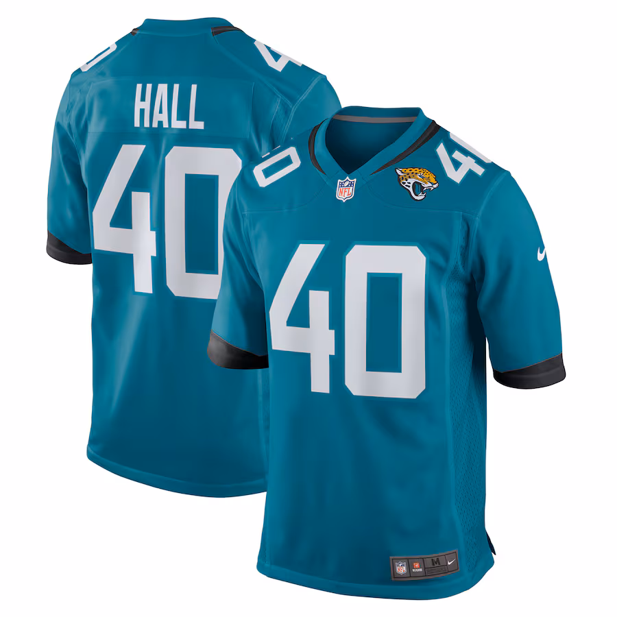 Men's Jacksonville Jaguars Tyler Hall Nike Teal Team Game Jersey - Jersey