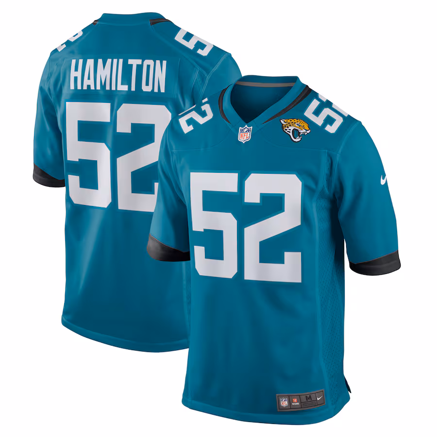 Men's Jacksonville Jaguars DaVon Hamilton Nike Teal Game Jersey - Jersey