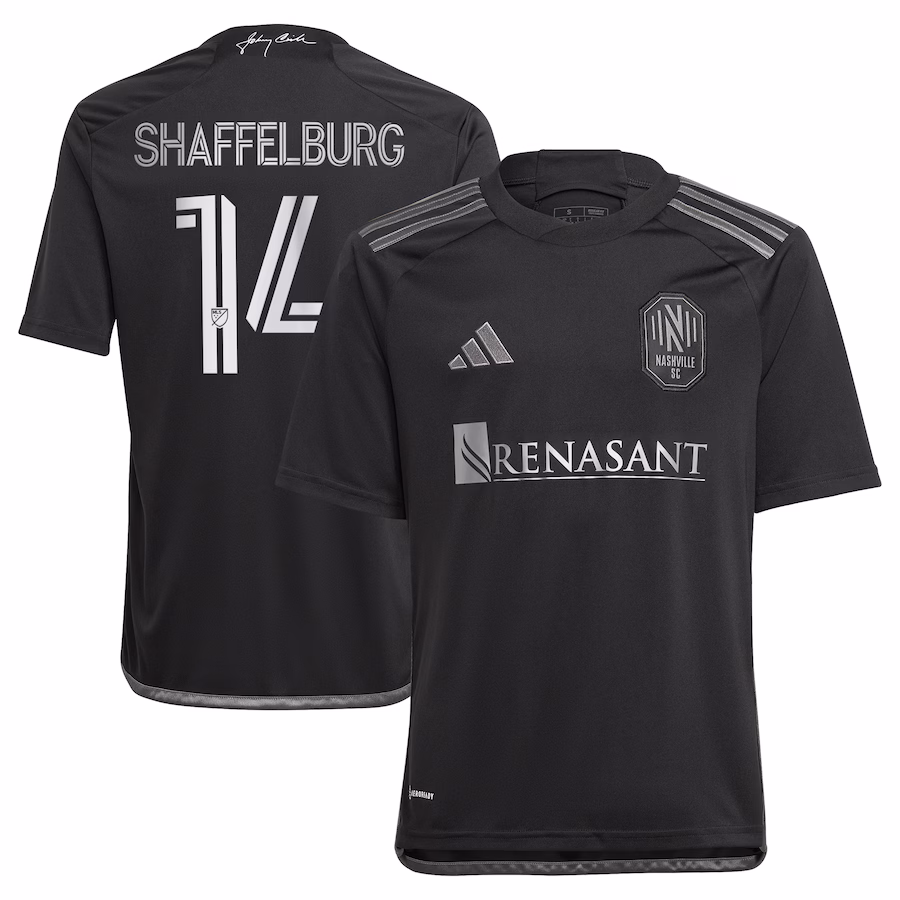 Youth Nashville SC Jacob Shaffelburg adidas Black 2024 Man In Black Kit Replica Player Jersey - Jersey