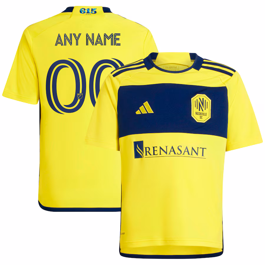 Youth Nashville SC  adidas Yellow 2024 The 615 Kit Replica Custom Jersey - Jersey