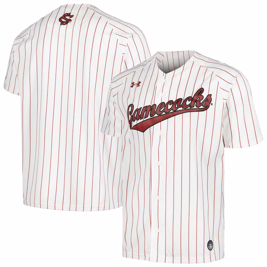 Men's Under Armour White South Carolina Gamecocks Softball V-Neck Jersey - Jersey