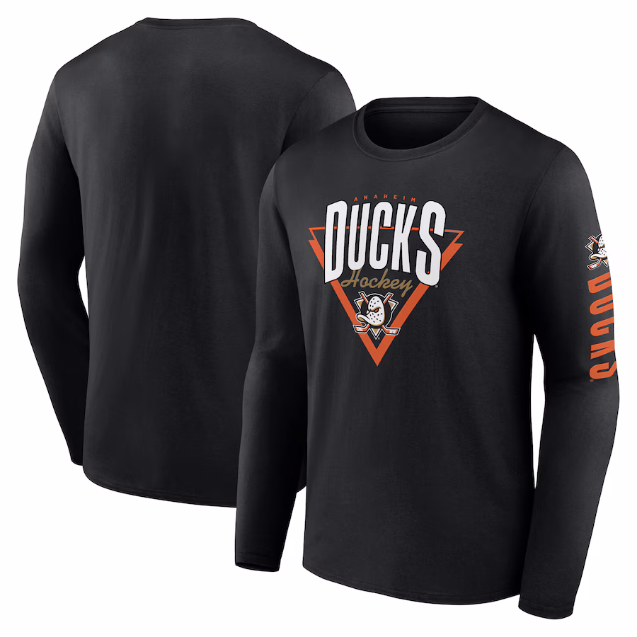 Men's Anaheim Ducks Fanatics Black Headline Long Sleeve T-Shirt - Jersey