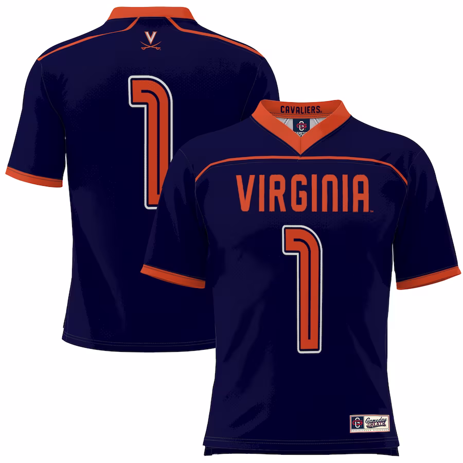 #1 Virginia Cavaliers GameDay Greats Youth Lacrosse Fashion Jersey Lightweight - Navy - Jersey