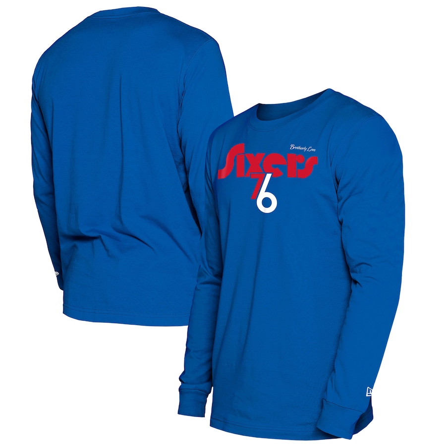 Men's Philadelphia 76ers  New Era Royal 2024/25 City Edition Long Sleeve T-Shirt - Jersey