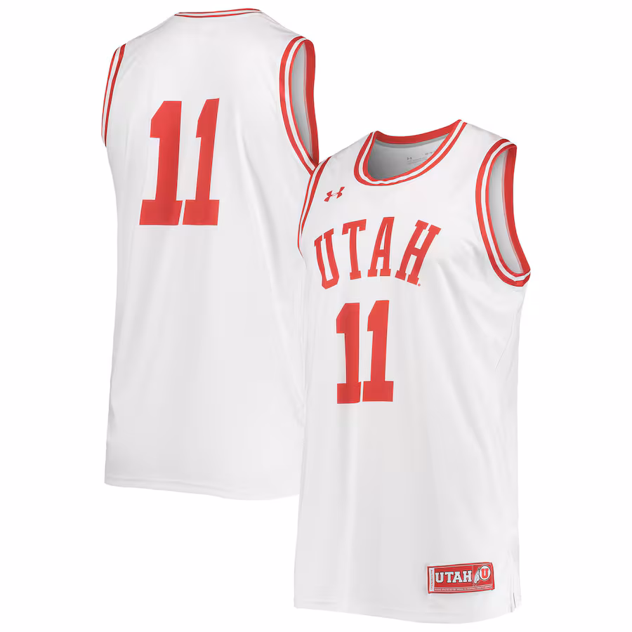 #11 Utah Utes Under Armour Replica Basketball Jersey - White - Jersey