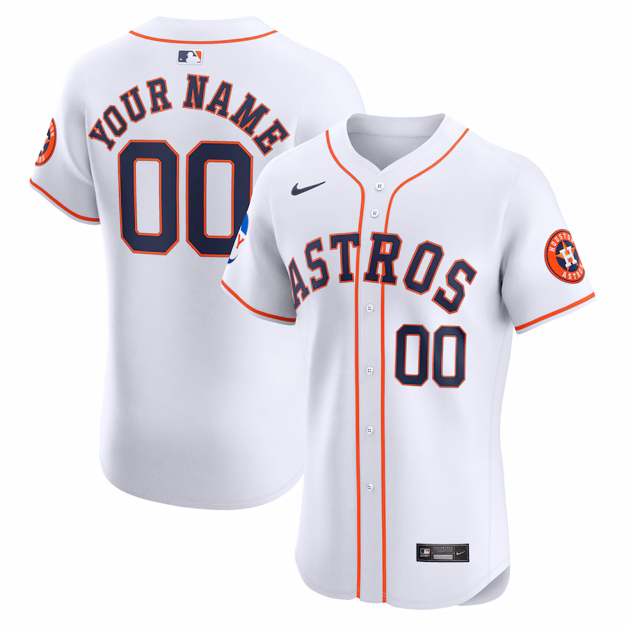 Men's Houston Astros Nike White Home Elite Custom Patch Jersey - Jersey