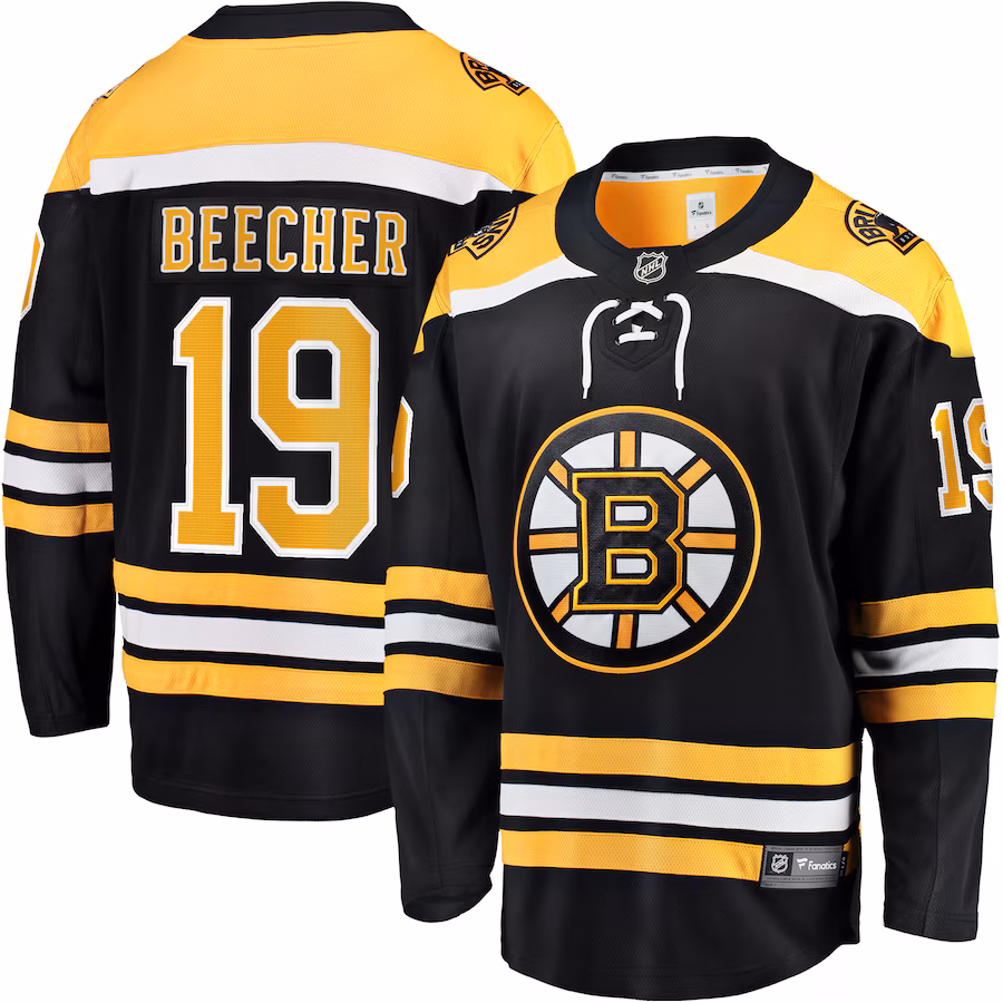 Men's Boston Bruins John Beecher Fanatics Black Home Premier Breakaway Player Jersey - Jersey
