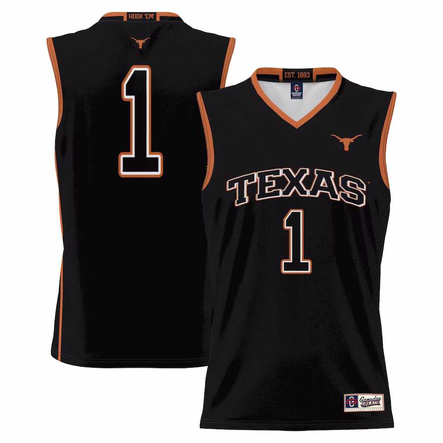 #1 Texas Longhorns GameDay Greats Replica Lightweight Basketball Jersey - Black - Jersey