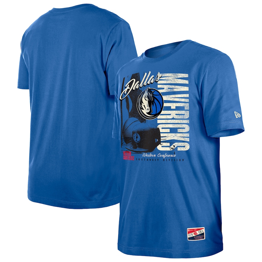 Men's Dallas Mavericks  New Era Blue Distressed Throwback Vintage Color Pack T-Shirt - Jersey