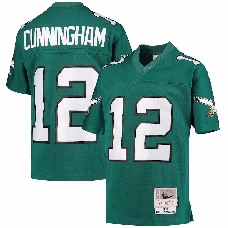 Youth Philadelphia Eagles Randall Cunningham Mitchell & Ness Kelly Green 1990 Retired Player Legacy Jersey - Jersey