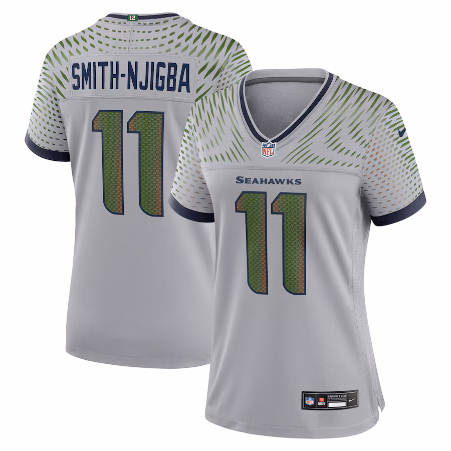 Women's Seattle Seahawks Jaxon Smith-Njigba Nike Wolf Gray 2025 Rivalries Collection Game Jersey - Jersey