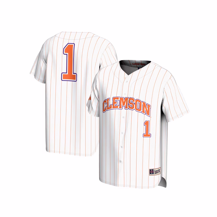 #1 Clemson Tigers GameDay Greats Youth Lightweight Baseball Fashion Jersey - White - Jersey