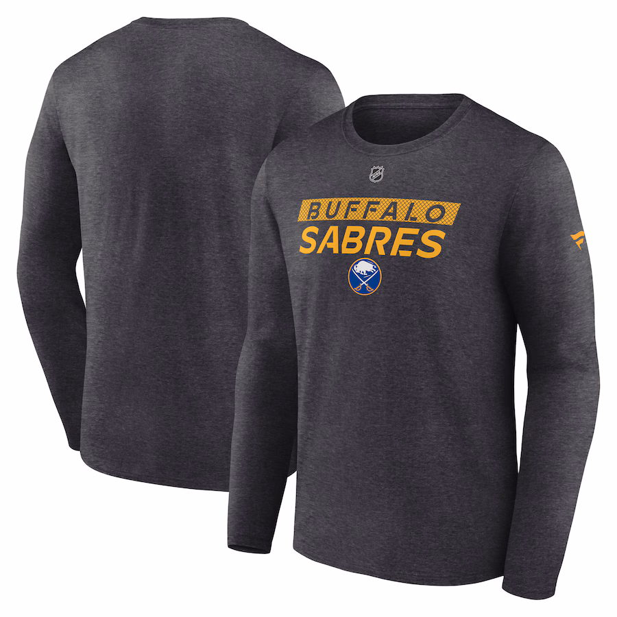 Men's Buffalo Sabres Fanatics Heather Charcoal Authentic Pro Core Primary Long Sleeve T-Shirt - Jersey