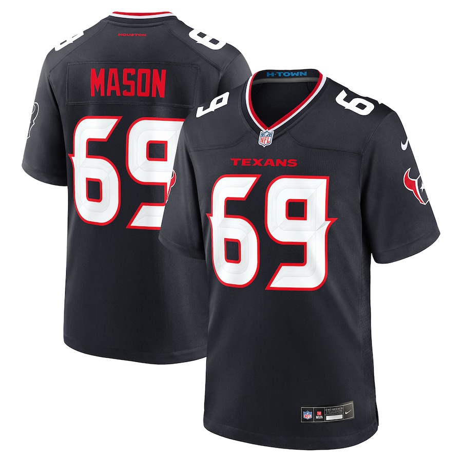 Men's Houston Texans Shaq Mason Nike Navy Team Game Jersey - Jersey