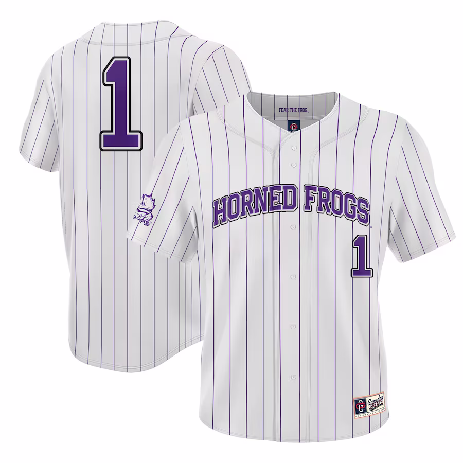 #1 TCU Horned Frogs GameDay Greats Lightweight Baseball Jersey - White - Jersey