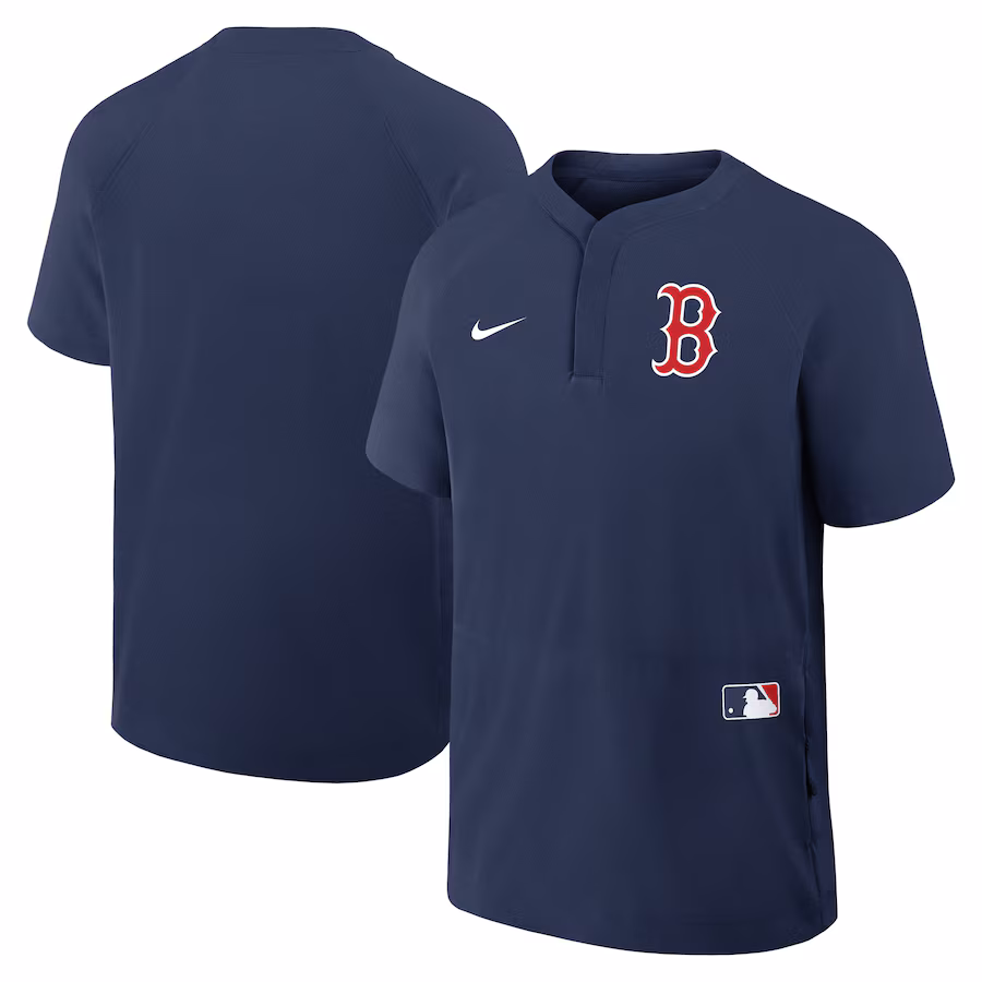 Men's Boston Red Sox Nike Navy Authentic Collection Raglan Short Sleeve Windshirt - Jersey