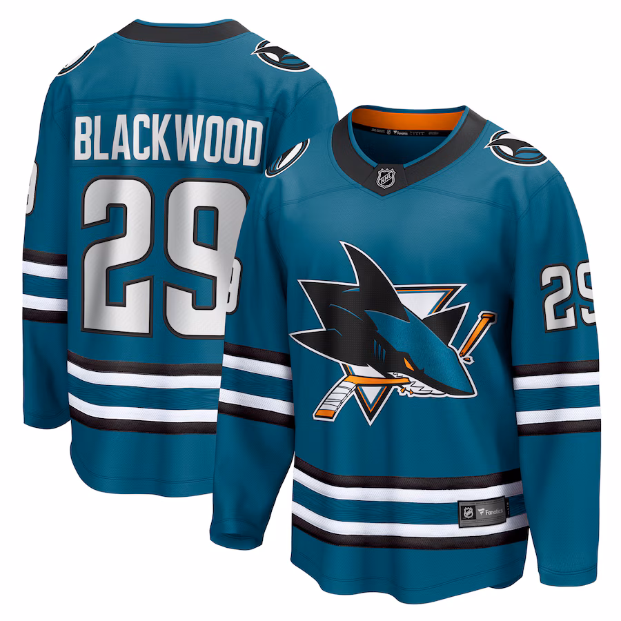 Men's San Jose Sharks Mackenzie Blackwood Fanatics Teal Home Breakaway Jersey - Jersey