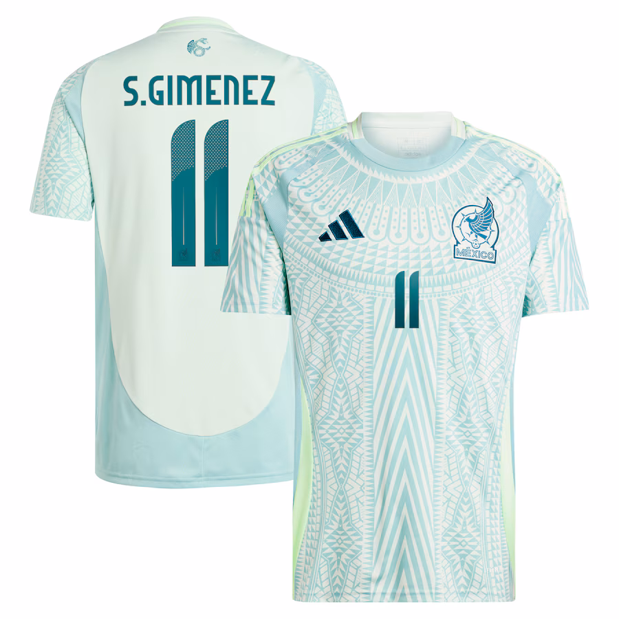 Men's Mexico National Team Santiago Giménez adidas Green 2024 Away Replica Player Jersey - Jersey