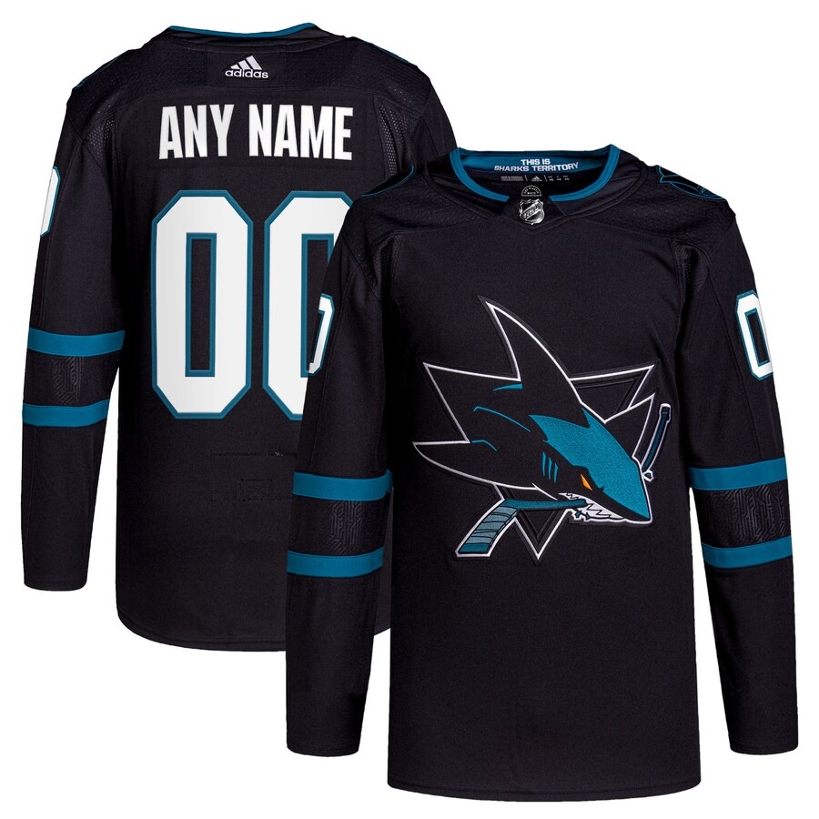 Men's San Jose Sharks adidas Black Alternate Primegreen Authentic Pro Custom Jersey - Jersey