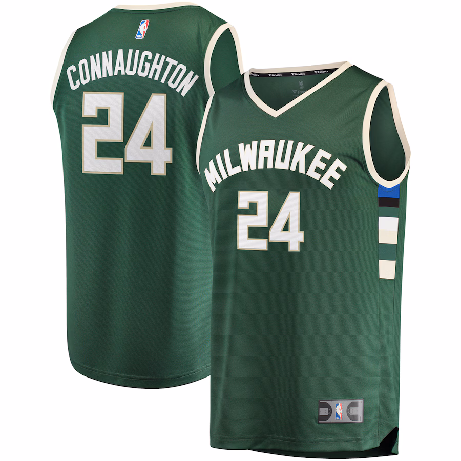 Men's Milwaukee Bucks Pat Connaughton Fanatics Hunter Green Fast Break Replica Jersey - Icon Edition - Jersey