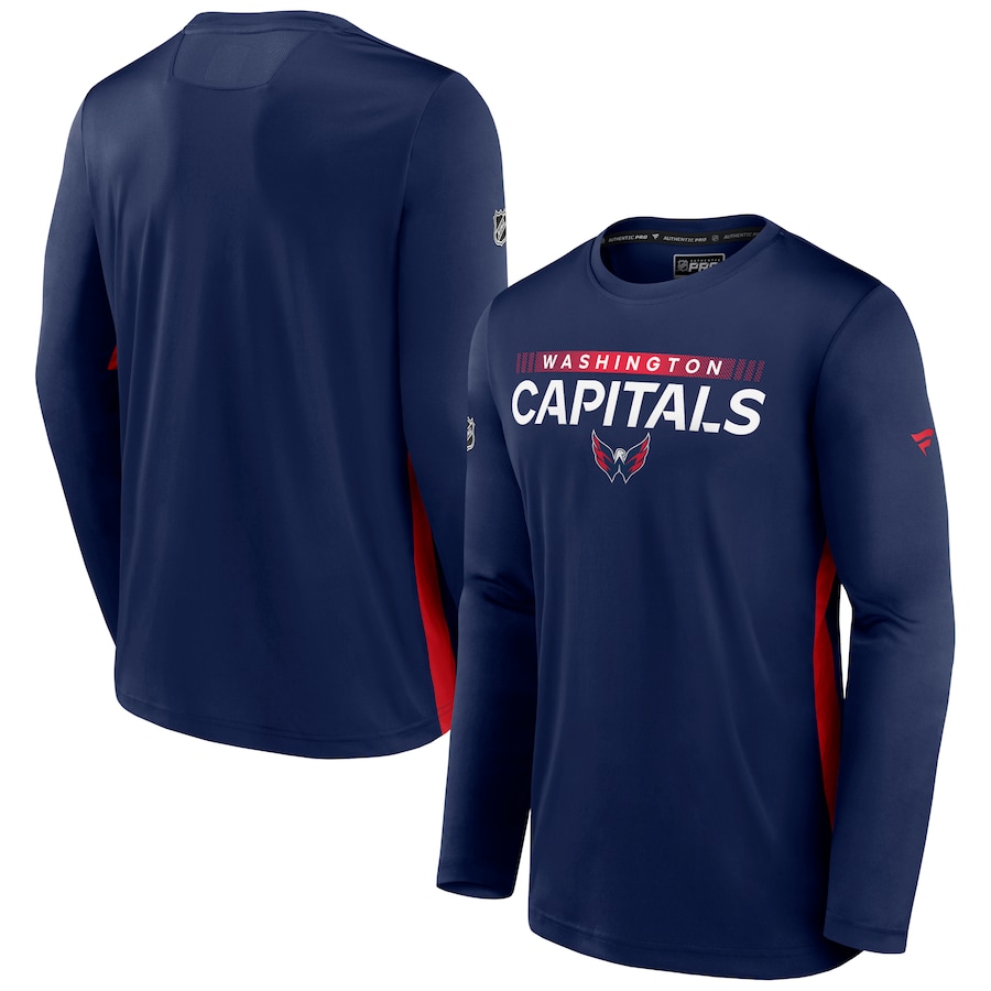 Men's Washington Capitals Fanatics Navy Authentic Pro Rink Performance Long Sleeve T-Shirt - Jersey