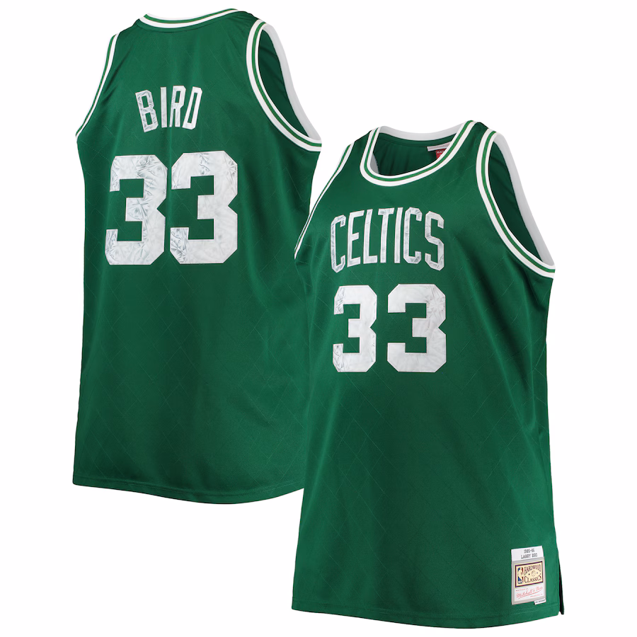 Men's Boston Celtics Larry Bird Mitchell & Ness Kelly Green Big & Tall 1985/86 NBA 75th Anniversary Diamond Swingman Jersey - Jersey