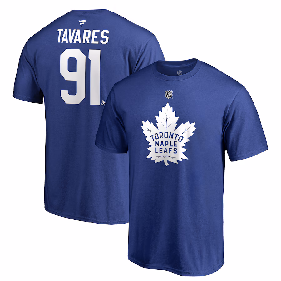 Men's Toronto Maple Leafs John Tavares Fanatics Royal Authentic Stack Name & Number T-Shirt - Jersey