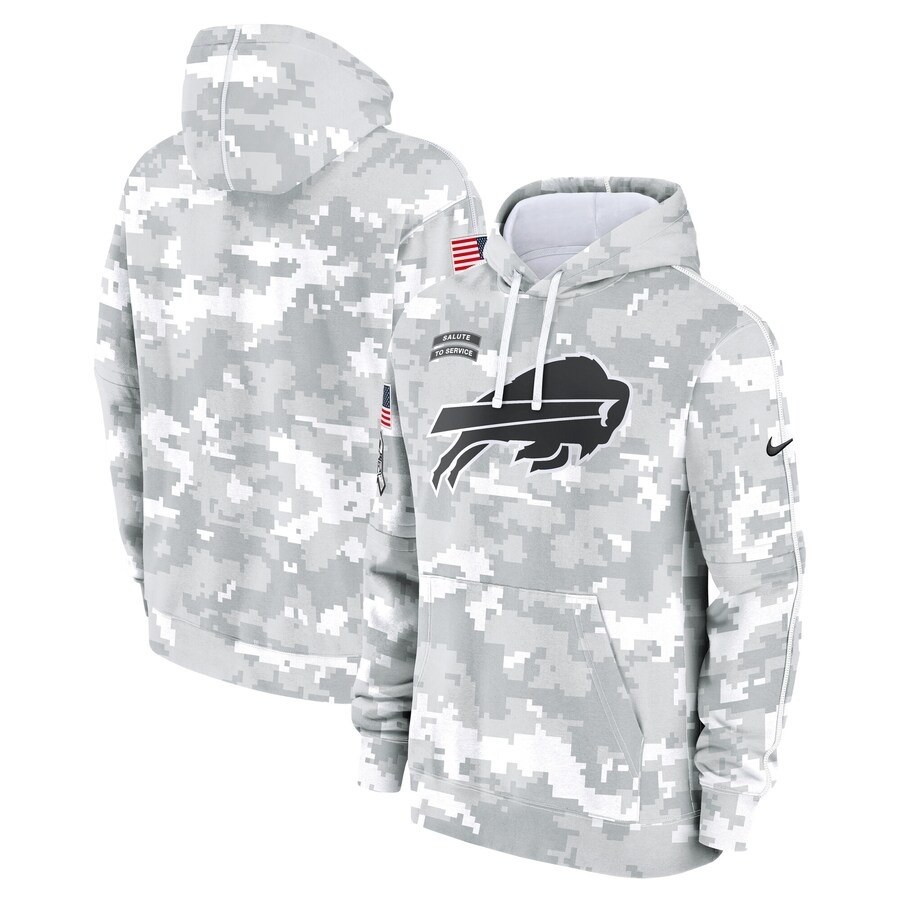Men's Buffalo Bills Nike Arctic Camo 2024 Salute to Service Club Fleece Pullover Hoodie - Jersey