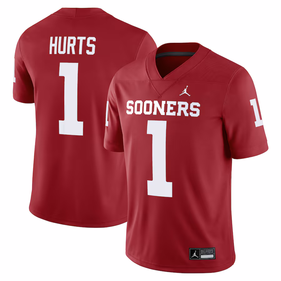 Men's Jordan Brand Jalen Hurts Crimson Oklahoma Sooners Alumni Player Game Jersey - Jersey