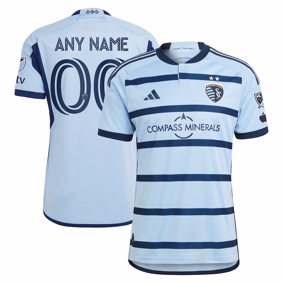 Men's Sporting Kansas City adidas Light Blue 2023 Hoops 4.0 Authentic Custom Jersey - Jersey