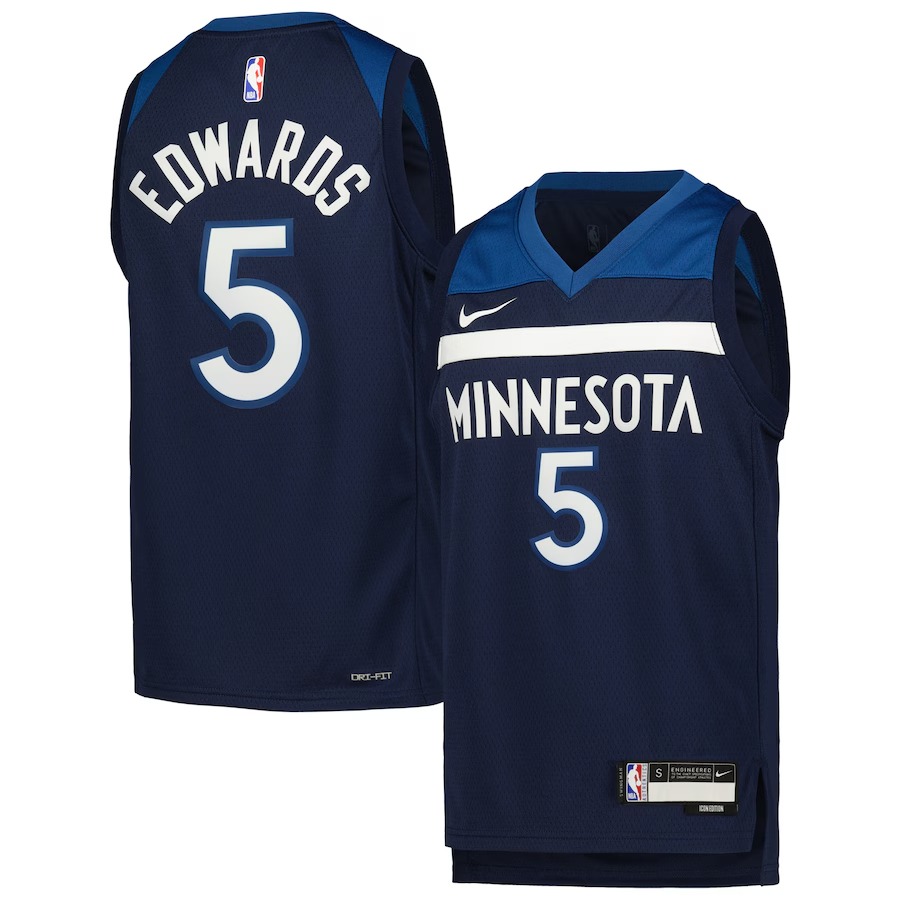 Youth Minnesota Timberwolves Anthony Edwards Nike Navy Swingman Jersey - Icon Edition - Jersey