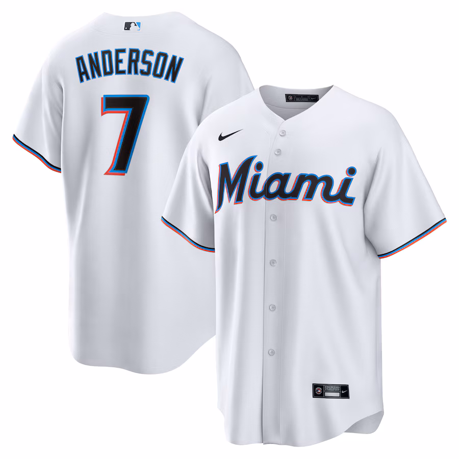 Men's Miami Marlins Tim Anderson Nike White Home Replica Player Jersey - Jersey